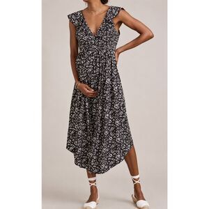 NWOT HATCH Collection Briana Floral Ruffle silk blend Maternity Maxi Dress, $228